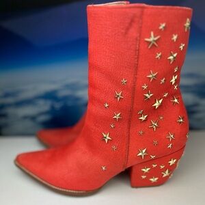 Matisse Kate Bosworth Charlotte red boots with studded stars sz 7.5